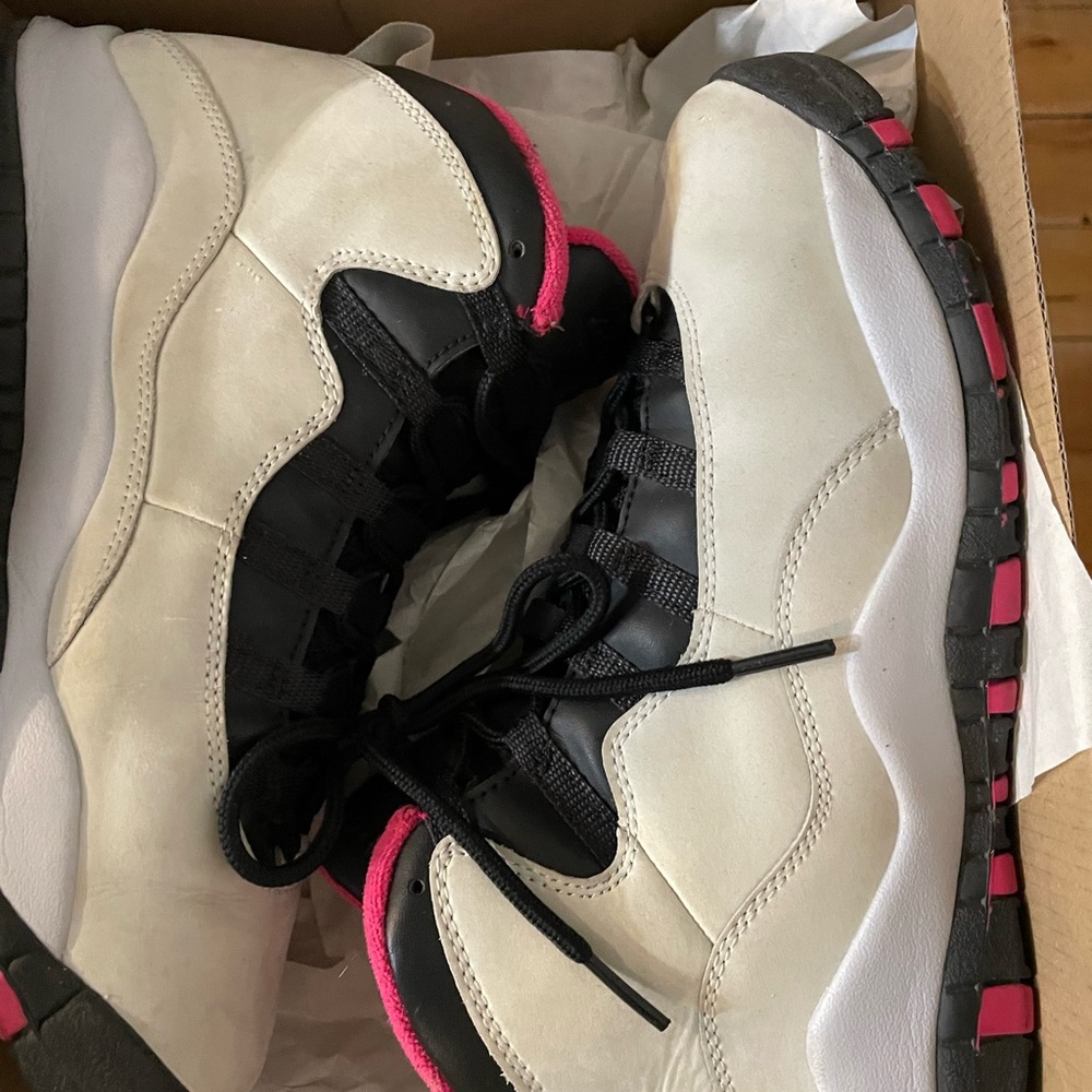 Air Jordan White & Black with Pink Accents 6Y